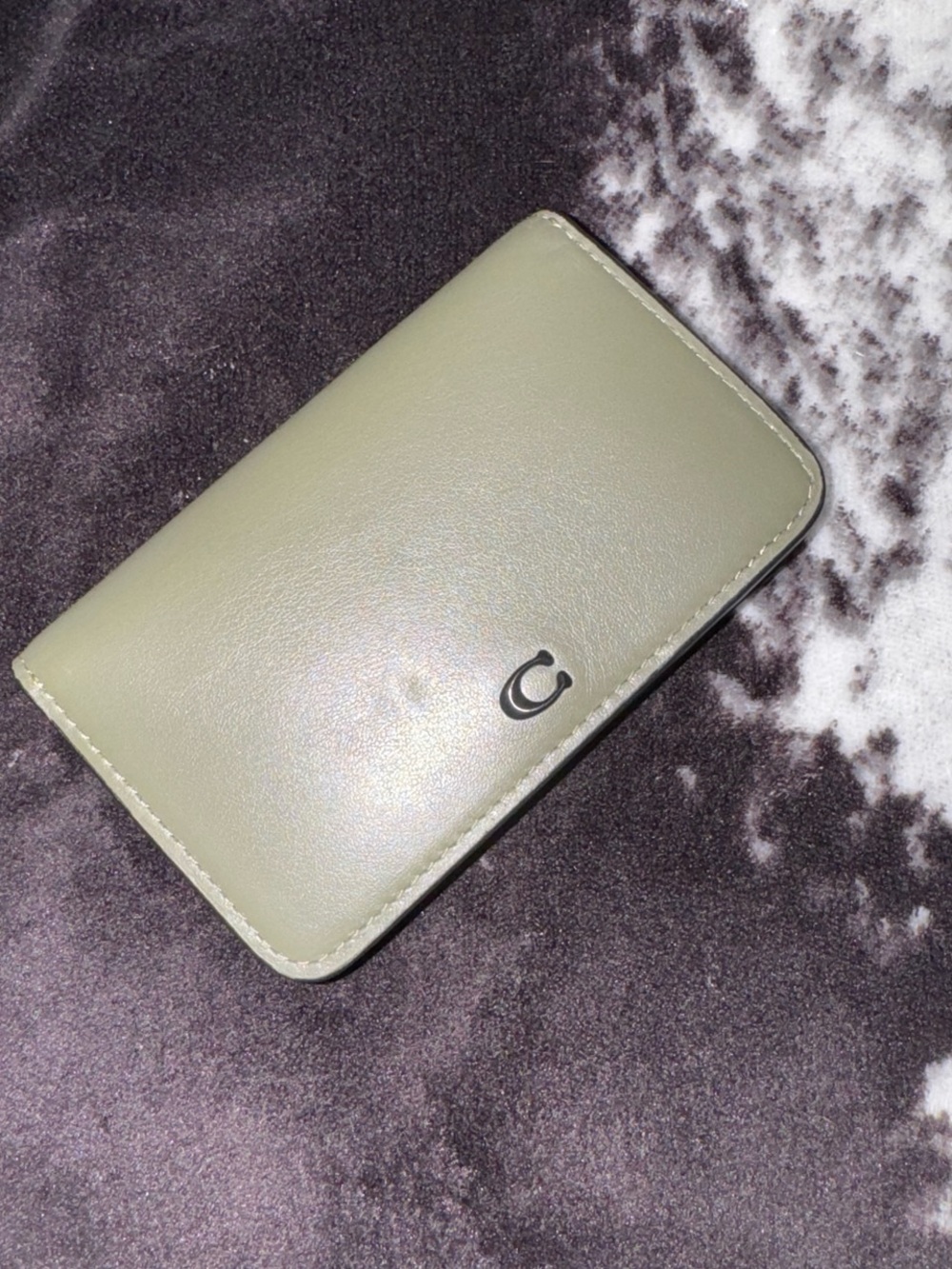 Coach Essential Slim Card Case in Sage w/brass hardware